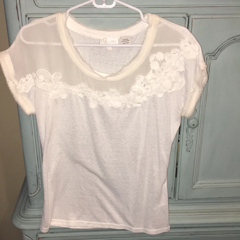 MissMe White Embroidered Top